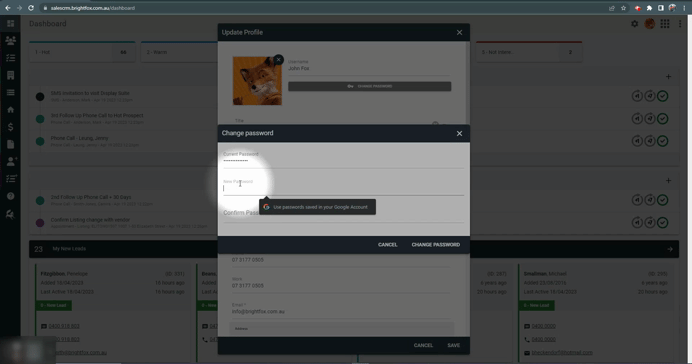 demonstrates how a user changes their password