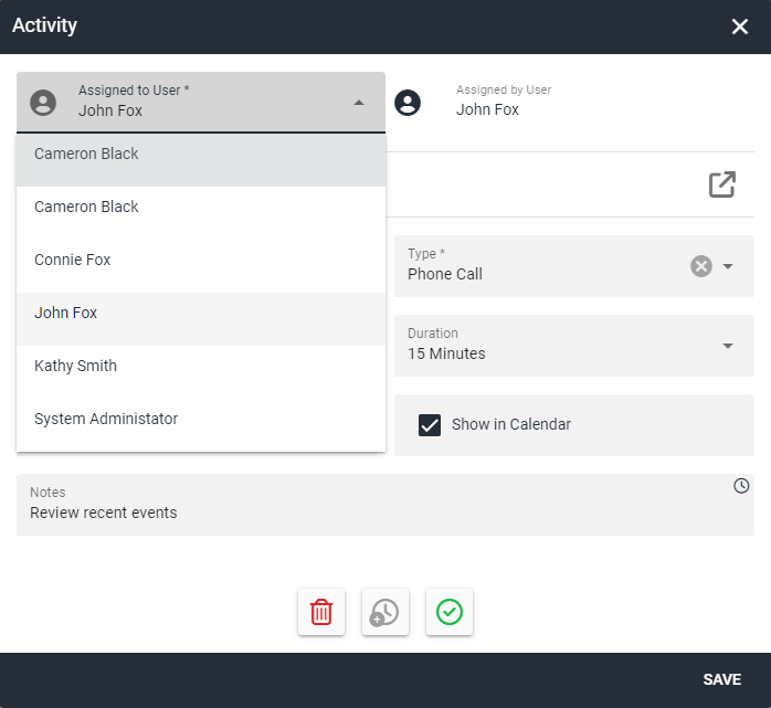 Screenshot of transfer activity example 3